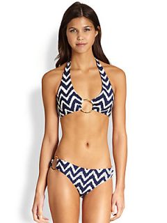 MILLY Zigzag Ring Bikini Top   Navy