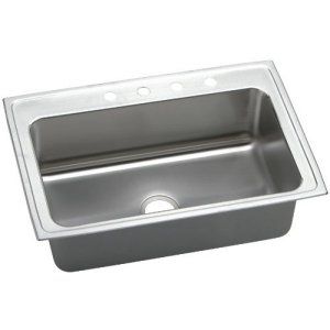 Elkay DLRS3322104 Lustertone Top Mount Single Bowl Kitchen Sink, Stainless Steel
