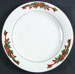 Fine China of China Poinsettia & Ribbons Dinner Plate, Fine China Dinnerware   R