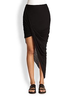 Helmut Lang Kinetic Asymmetrical Draped & Twisted Skirt   Black
