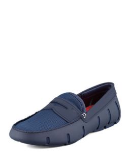 Mesh and Rubber Penny Loafer, Navy   Swims