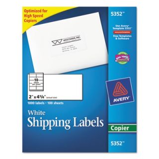 Avery Labels Self Adhesive Shipping Labels for Copiers, 2 x 4 1/4, White (5352)