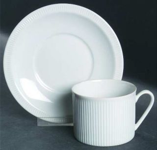 Arzberg Athena White Flat Cup & Saucer Set, Fine China Dinnerware   All White, N