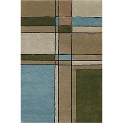 Hand tufted Color blocked Mandara Rug (5 X 76) (GreenPattern GeometricMeasures 0.75 inch thickTip We recommend the use of a non skid pad to keep the rug in place on smooth surfaces.All rug sizes are approximate. Due to the difference of monitor colors, 