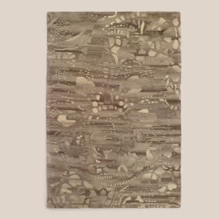 6x9 Distressed Tufted Wool Rug with Chindi   World Market