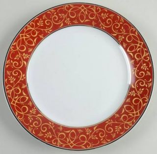  Chambour Red Salad Plate, Fine China Dinnerware   Chris Madden,Yellow F