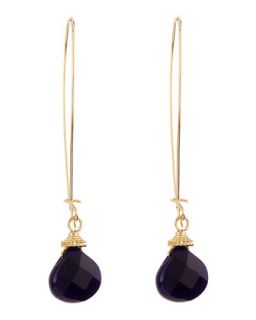 Teardrop Stone Wire Earrings, Dark Purple