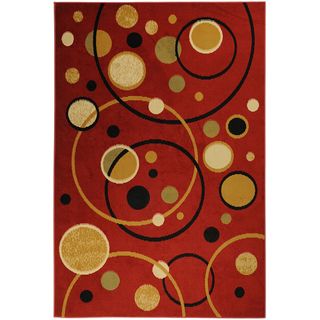 Paterson Collection Abstract Circles Red Area Rug (5 X 7)