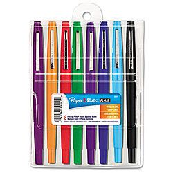 Papermate Flair Point Guard Assorted Porous Point Stick Pens (set Of 8)