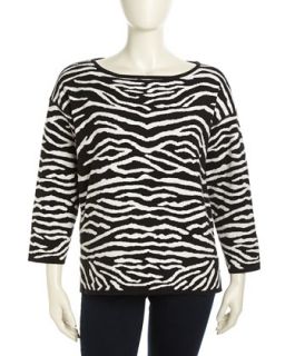 Reversible Zebra Print Sweater, Black/White, Womens