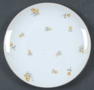 Yamaka Ariel Salad Plate, Fine China Dinnerware   Yellow Roses, Gray Leaves, Gol