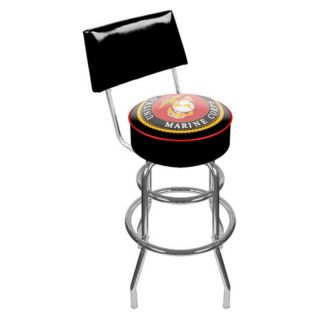 Trademark Global US Marines 30 in. Padded Swivel Bar Stool with Back Multicolor