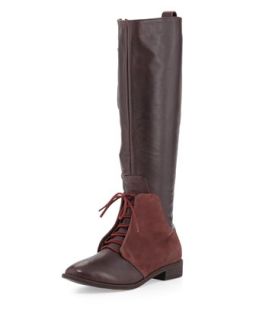 Serenity Suede/Leather Lace Up Boot, Wine