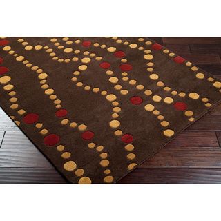Hand tufted Brown Contemporary Geometric Forum Wool Rug (5 X 8)