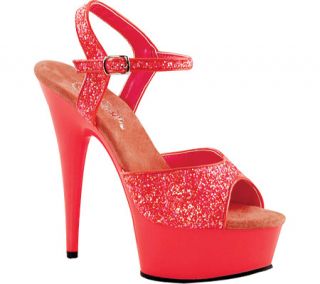 Womens Pleaser Delight 609UVG   Neon Coral Glitter/Coral High Heels