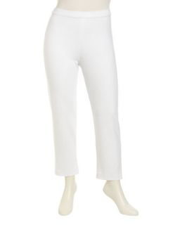 Ponte Pull On Ankle Pants, White, Womens