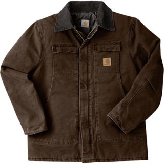 Carhartt Sandstone Traditional Quilt Lined Coat   Dark Brown, Large Tall,