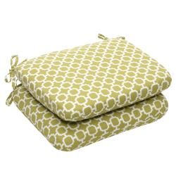 Outdoor Green And White Geometric Rounded Seat Cushion (set Of 2) (Green, whiteMaterials 100 percent polyesterFill 100 percent virgin polyester fiber fillClosure Sewn seam Weather resistantUV protectionCare instructions Spot clean onlyDimensions 18.5
