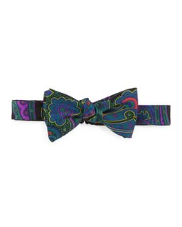 Festive Wardrobe Silk Bow Tie, Black/Green