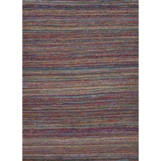 Flat Weave Solid Pink/ Purple Polyester/ Viscose Rug (2 X 3)