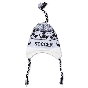 hidden Fleece Lined Soccer Knit Hat (Wh/Bk)
