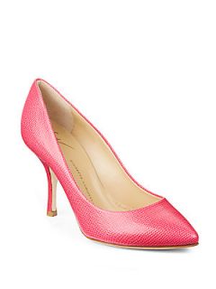 Lizard Embossed Leather Pumps   Pink