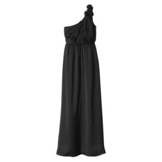 Womens Plus Size One Shoulder Rosette Maxi Chiffon Dress   Ebony   26W
