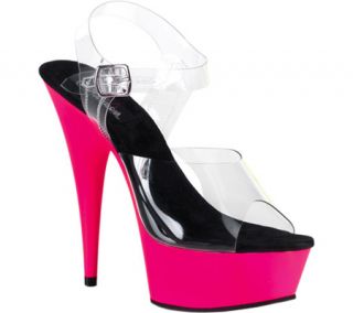 Womens Pleaser Delight 608UV   Clear/Neon Pink High Heels
