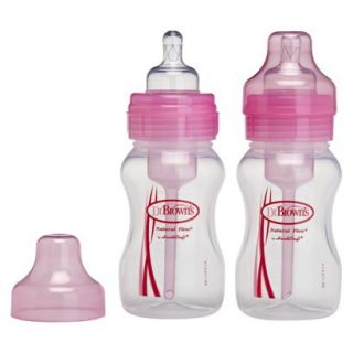 Dr. Browns Natural Flow 8oz 2pk Wide Neck Polypropylene Baby Bottle   Pink