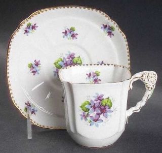 Royal Stafford Sweet Violets (Not Embossed,Gold Drops) Square Cup & Saucer Set,