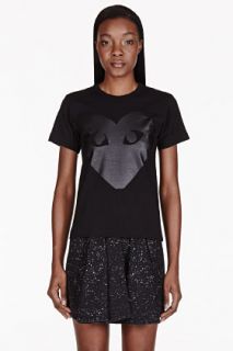 Comme Des Garons Play Black Front And Back Heart Print T_shirt