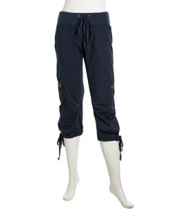 Stretch Knit Cropped Pants, Navy