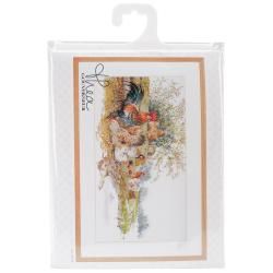 Chickens On Linen Counted Cross Stitch Kit  26 3/4 X14 1/2 32 Count