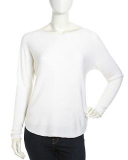 Knit Dolman Sleeve Crewneck Sweater, Bleach White