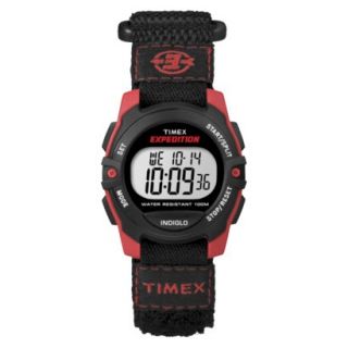 Timex Expedition Watch and Black Fastwrap Canvas Strap   Red