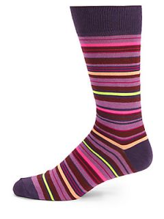  Collection Striped Cotton Blend Socks   Purple
