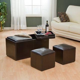 Jameson Double Storage Ottoman with Tray Tables Brown   YBA 112 BROWN