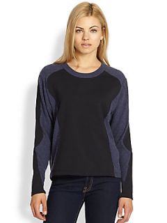LNA Armor Geometric Colorblock Sweater   Navy/Black