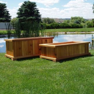 Wood Country Rectangle Cedar Wood Boise Patio Planter Boxes   Set of 2