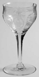 Tiffin Franciscan Adam Clear Wine Glass   Stem #14178, Etched Basket Design