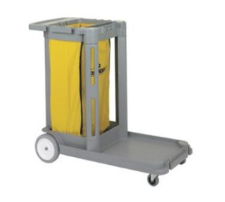 Continental Commercial Janitorial Cart, Holds Cleaning Items & Waste Collection, Grey