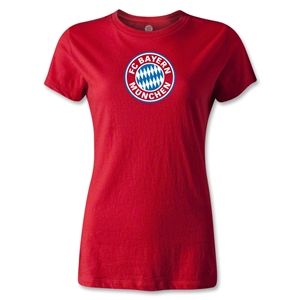 hidden Bayern Munich Logo Womens T Shirt (Red)