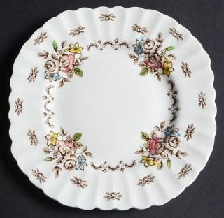 J & G Meakin Chatsworth Multicolor Square Dessert Plate, Fine China Dinnerware  