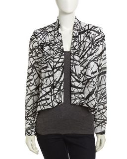 Scribble Print Pointelle Jacket