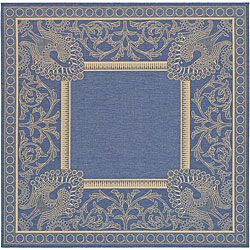Indoor/ Outdoor Abaco Blue/ Natural Rug (67 Square)
