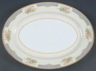 Noritake Troyon 13 Oval Serving Platter, Fine China Dinnerware   Beaded Edge,Bl