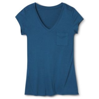 Merona Womens Short Sleeve Rayon Top   Influential Blue   S