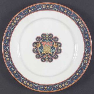 Pfaltzgraff Mazarine Salad Plate, Fine China Dinnerware   Blue Band, Urns, Flowe