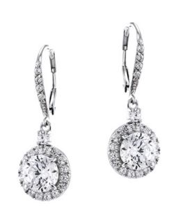 CZ Pave Round Drop Earrings