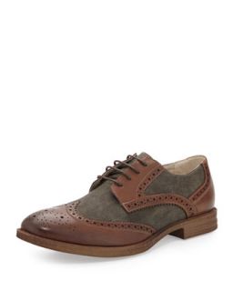 Holt Fabric/Leather Wingtip, Brown
